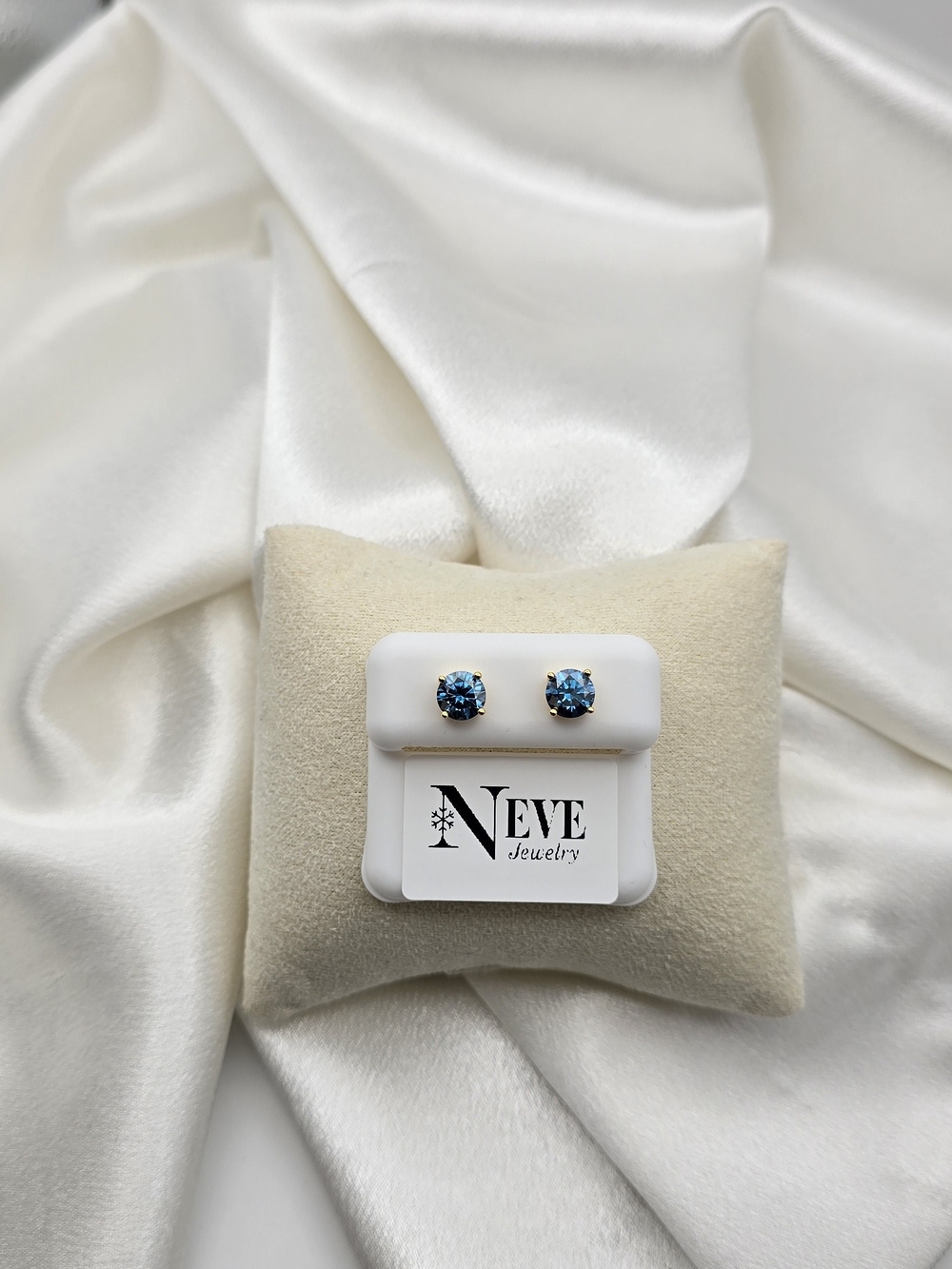 Yellow Gold Over Sterling Silver 925 2ct Blue Moissanite Stud Earrings